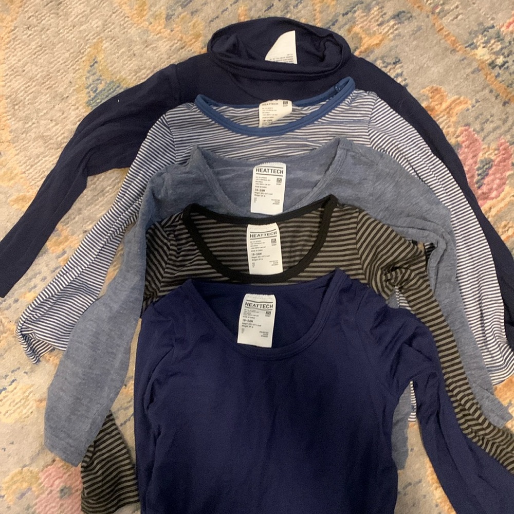Five Uniqlo heat tech long sleeve shirts 18-24mth